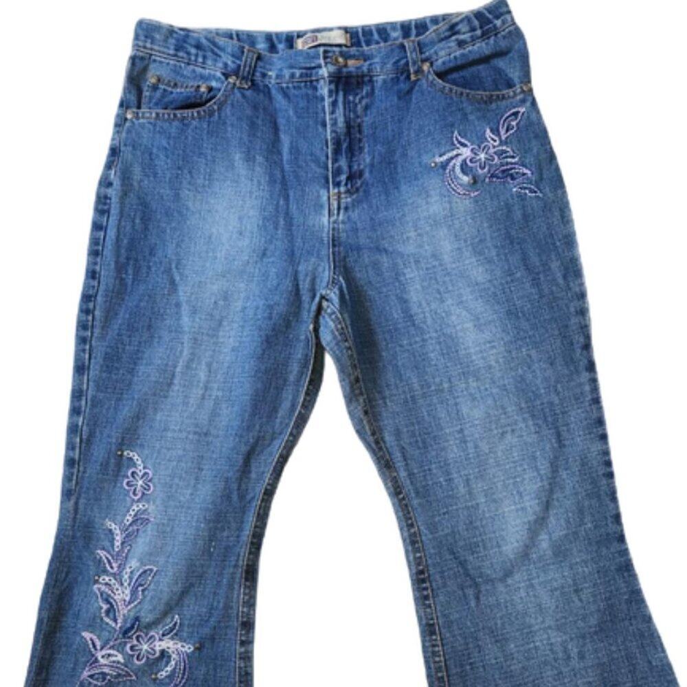 Faded Glory Girls Embroidered Capris Denim Jeans || 14.5